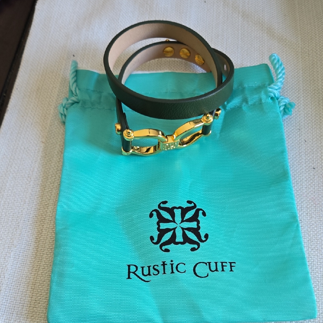 Rustic Cuff Hunter Green And Gold Dounle Wrap Bracelet 15$